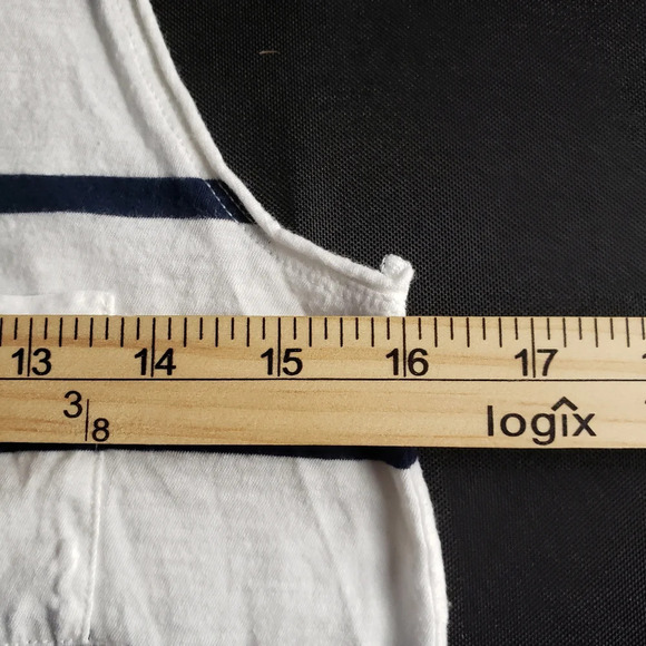 Madewell Whisper Cotton V-Neck Pocket Tank Top Preppy Stripe Bright Ivory Small - Picture 6 of 6